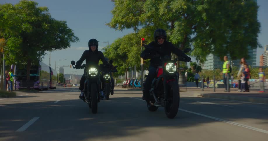 A clip of bikers riding on the freeway