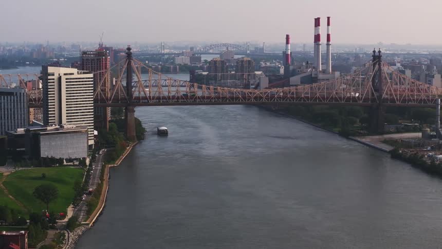 A bridge spans two parts of a city