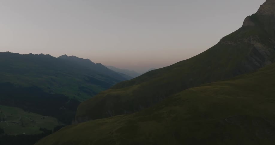 An evening clip of a slopy mountainous area