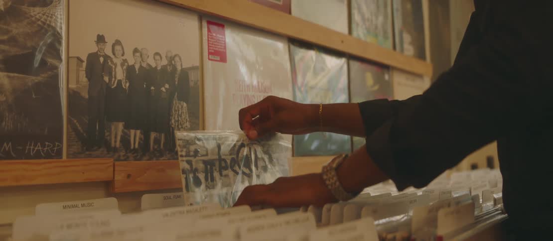 Man in a vinyl record store