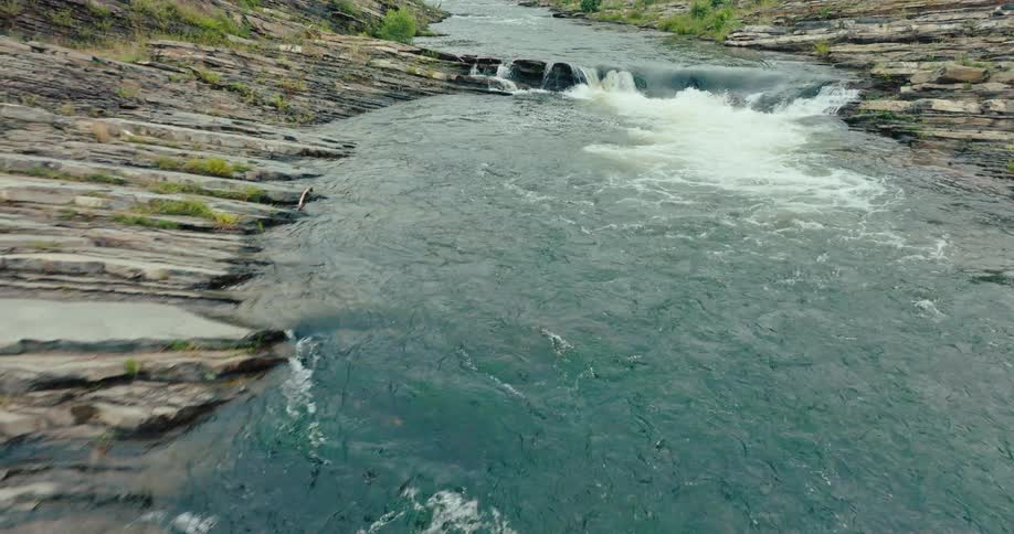 The water moves fast in the stream