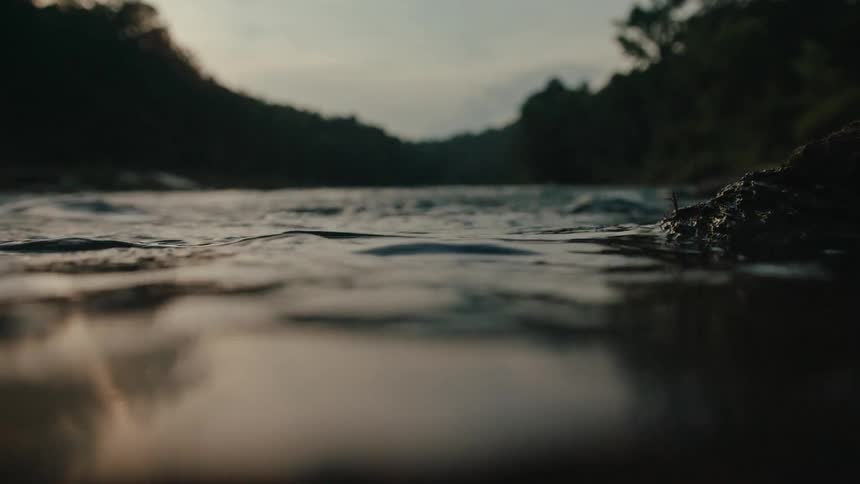 Natural landscape with flowing river waters