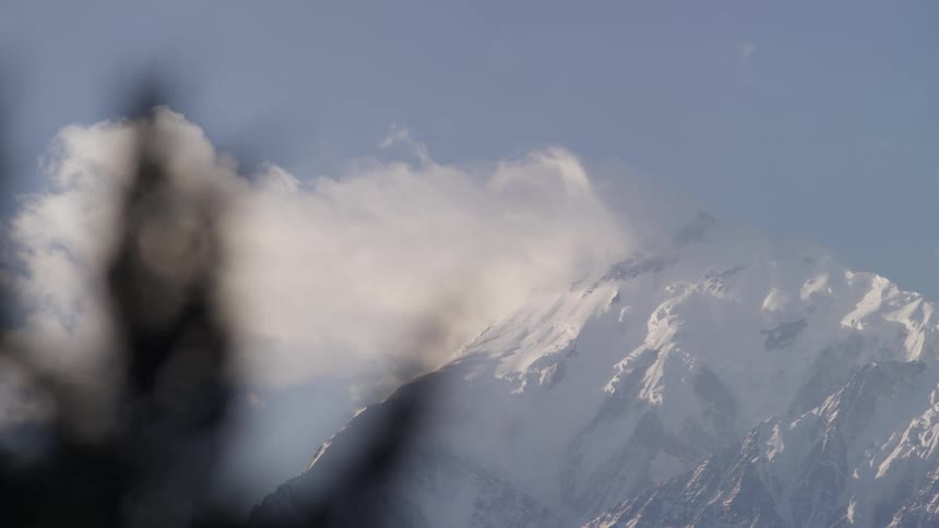 Landscape with snowcapped mountain ranges