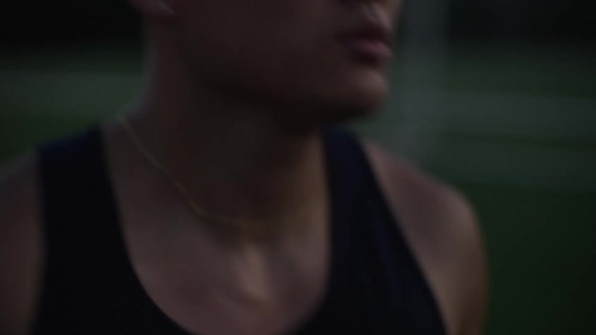 Portrait of a concentrated man running