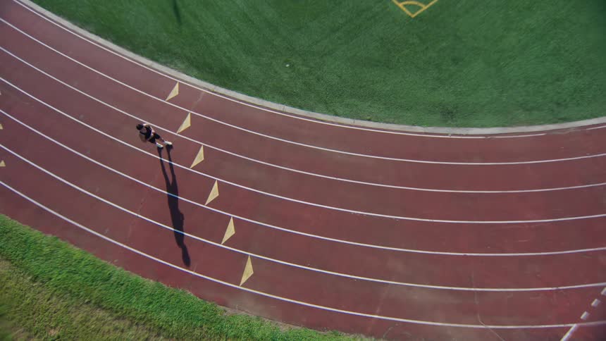 An aerial clip of an athlete practicing