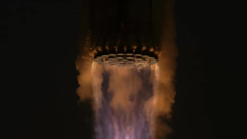 Rocket Launch Ultra Slowmo High-Speed of SpaceX Starship Booster at Liftoff