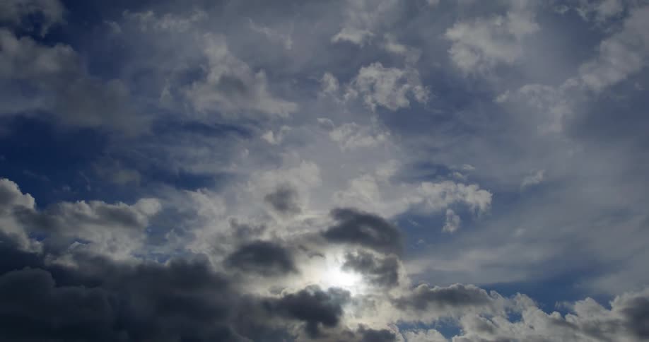 Sky landscape with clouds passing by and the reflection of sunlight