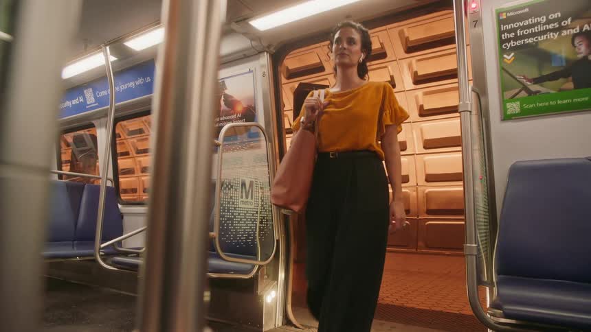 A clip of a lady budding a train
