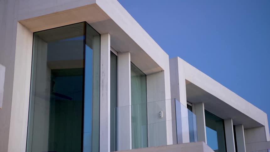 The side of the building has large windows