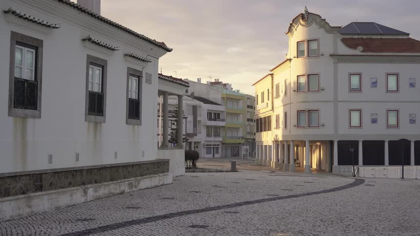 Apartments fill the neighborhood at sunrise