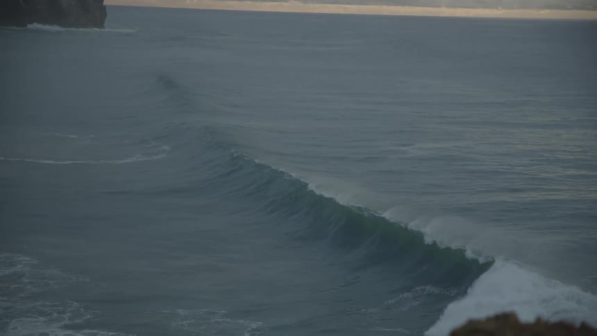 Landscape of strong waves in a vast sea seen in the morning