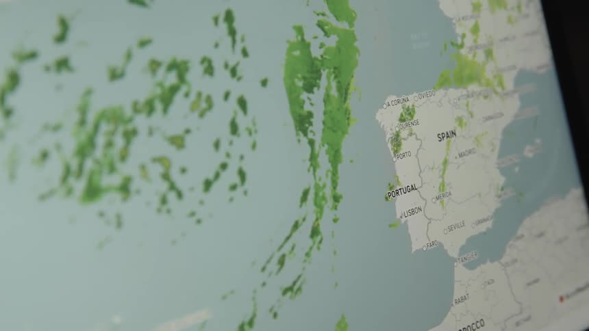 Close up of a screen showing the map with information