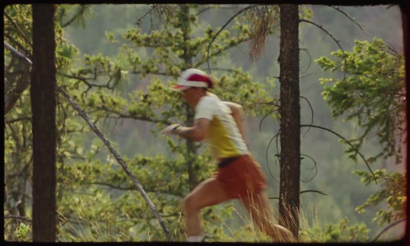 Person running in the forest