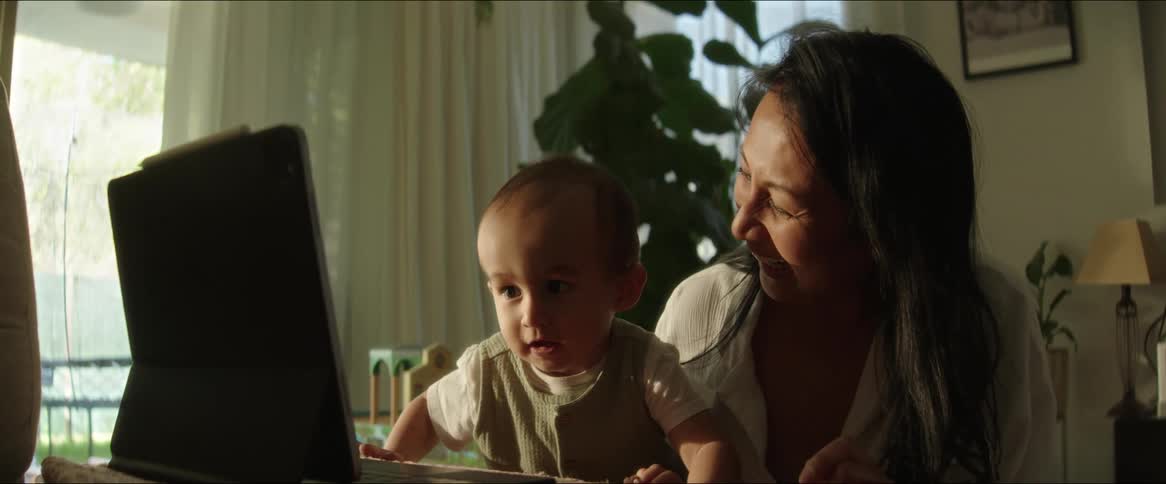 A clip of a mother playing with her son
