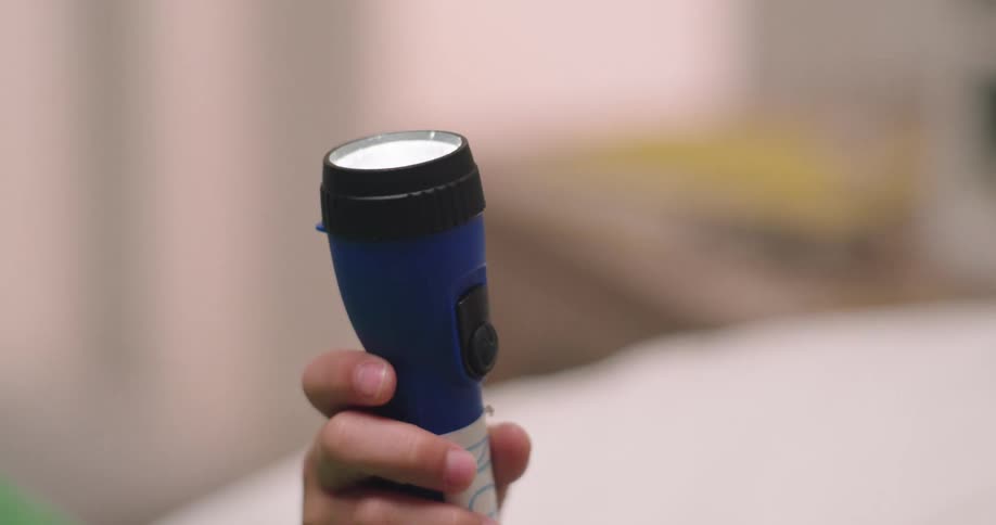 Boys hand holding a flashlight