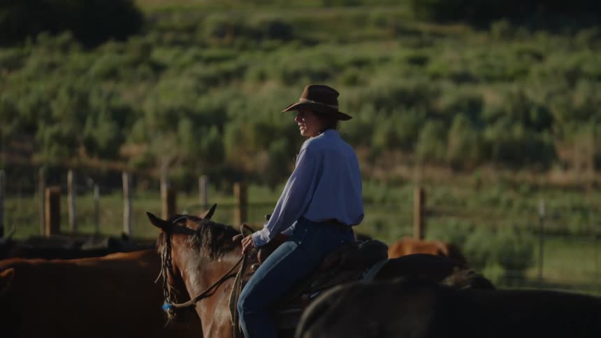 A clip of a lady horse rider on a horse