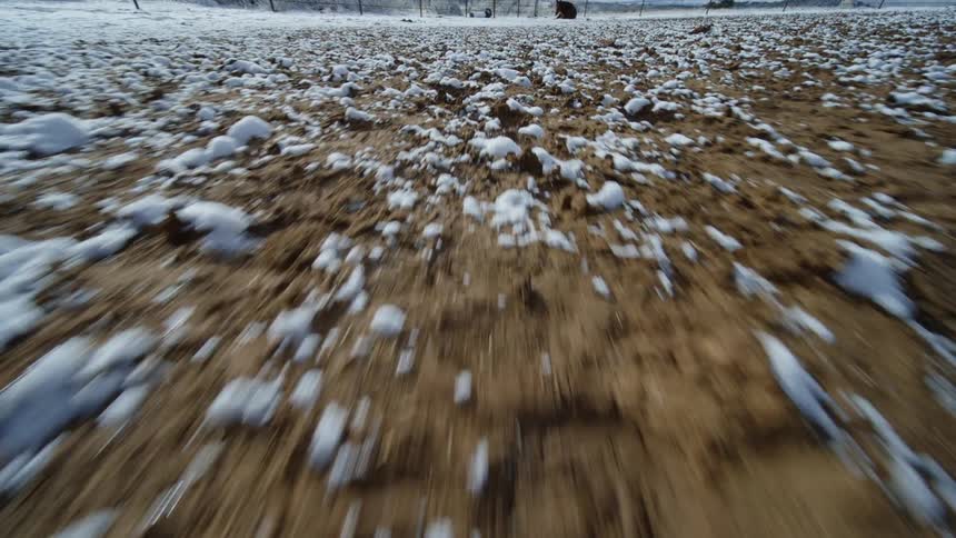 A clip of an icy ground during winter