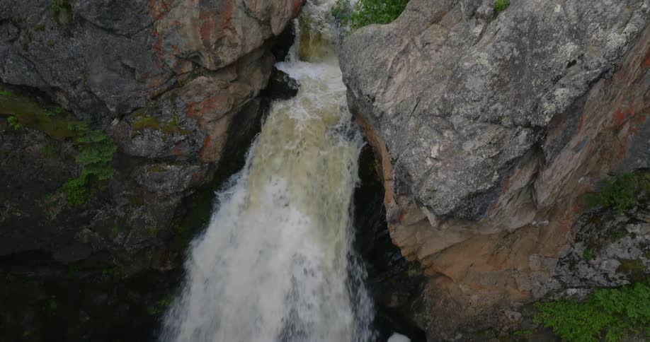 A waterfall cascading between two rocks
