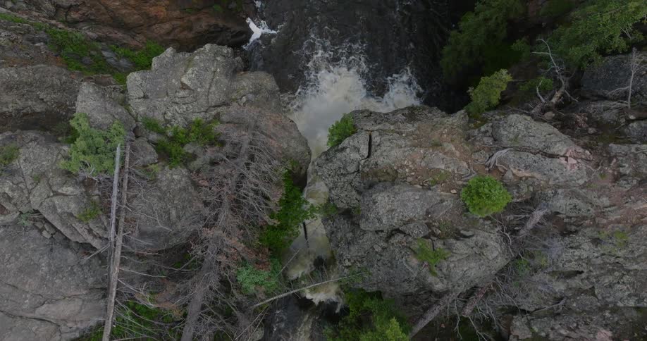 Aerial view of a river between rocks
