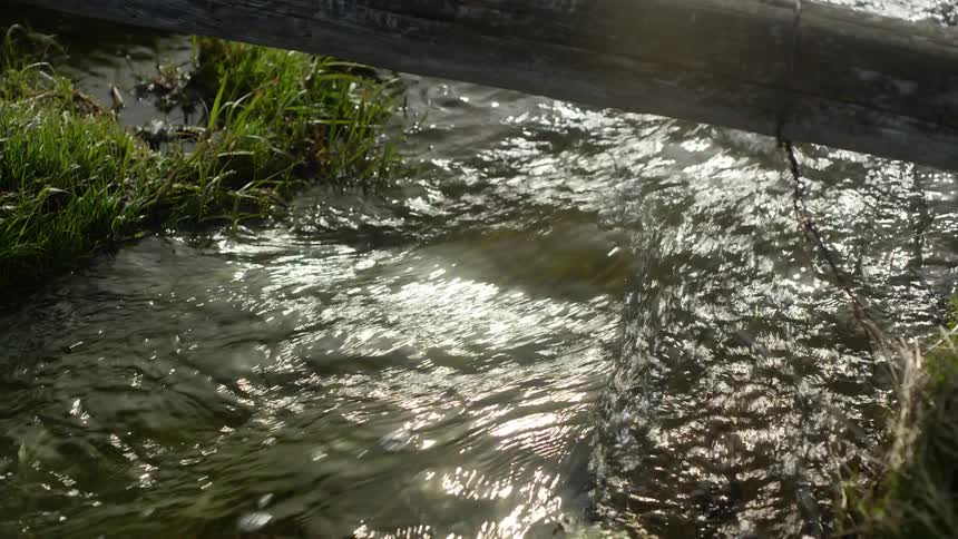 A close up clip of a flowing river