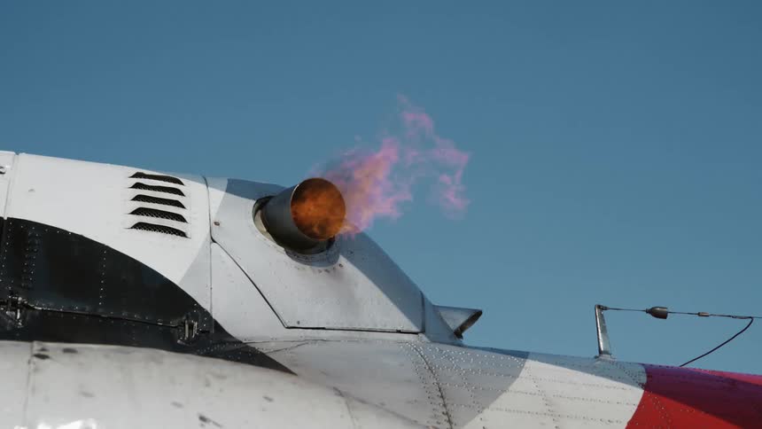 Fire coming out of an airplanes chimney
