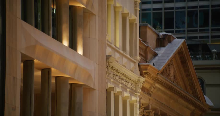 Illuminated classic building in a metropolis
