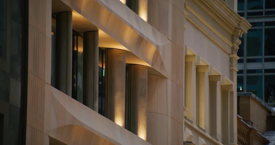 A close up of an older city building
