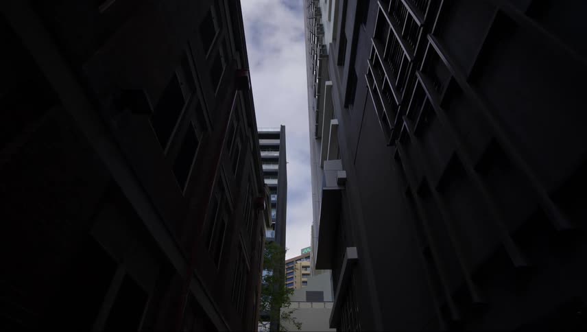 Corridor between buildings in a metropolis