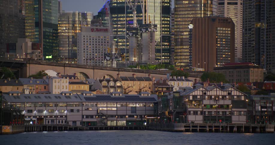 Panorama of houses and buildings in a seaside metropolis