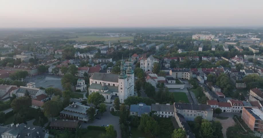 An old church sits in a suburban part of a city