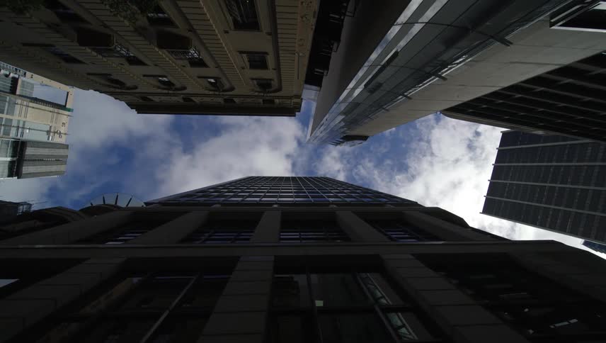 Large skyscrapers in a city point high into the air