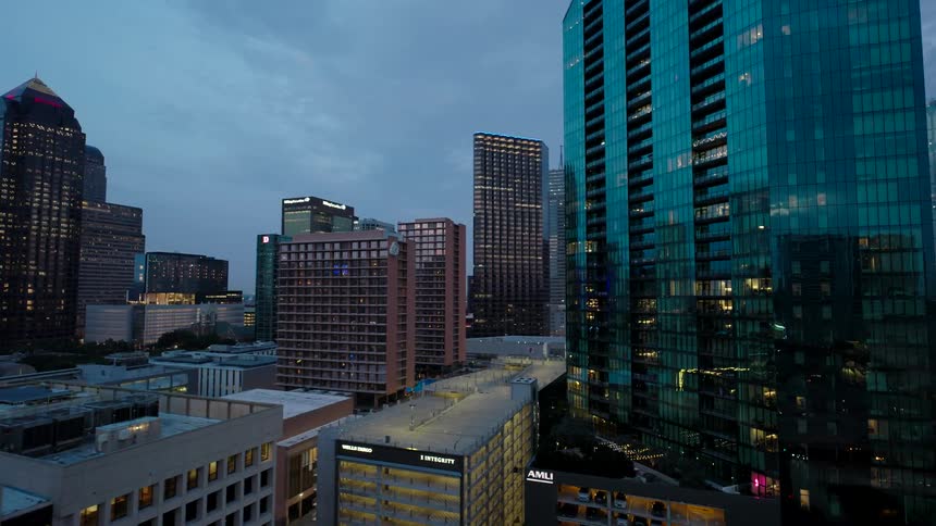 Aerial view of modern urban and residential buildings in a metropolis