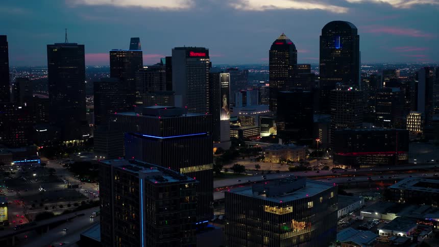 A night aerial clip of a city
