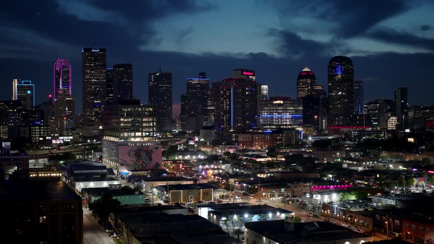 A night aerial view of a city