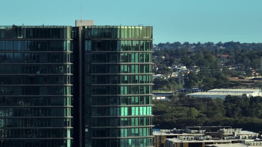 Aerial view of modern buildings in an urban city