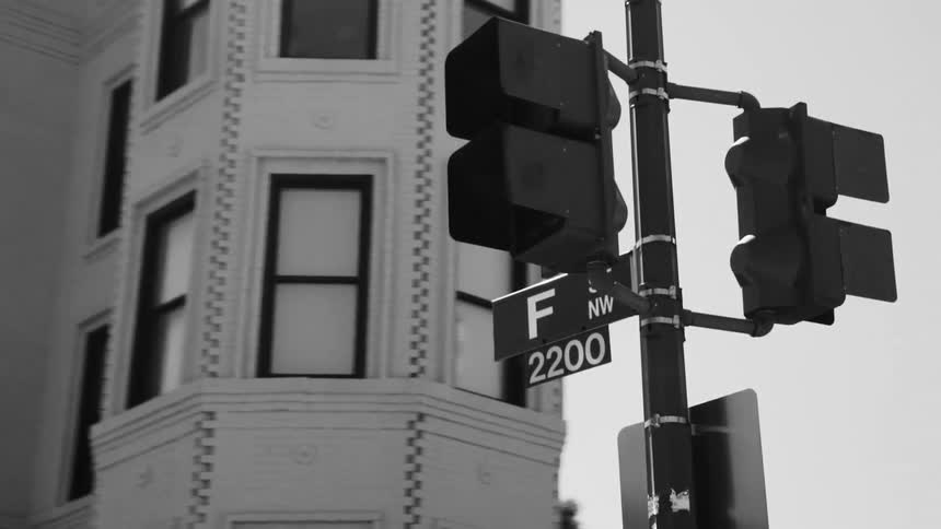 Traffic light and traffic sign in a metropolis