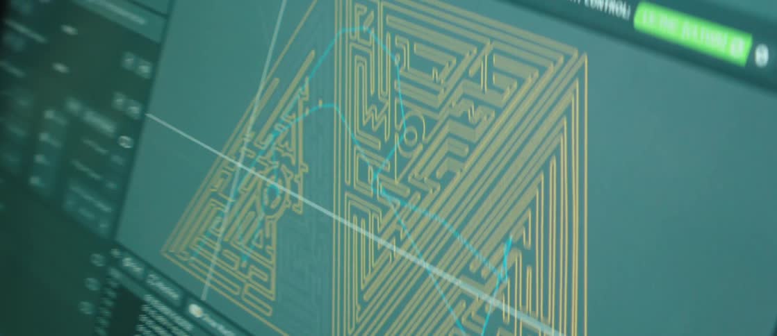 Detailed view of a computer screen displaying a digital schematic of a board