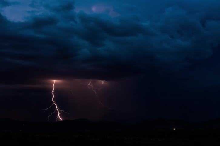 Natural landscape of mountains on a day with thunder and storms