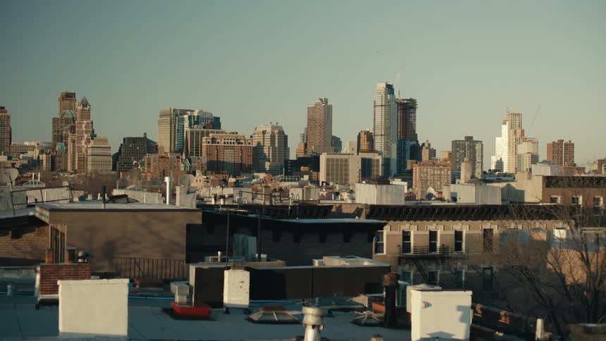 Buildings stand tall in a city