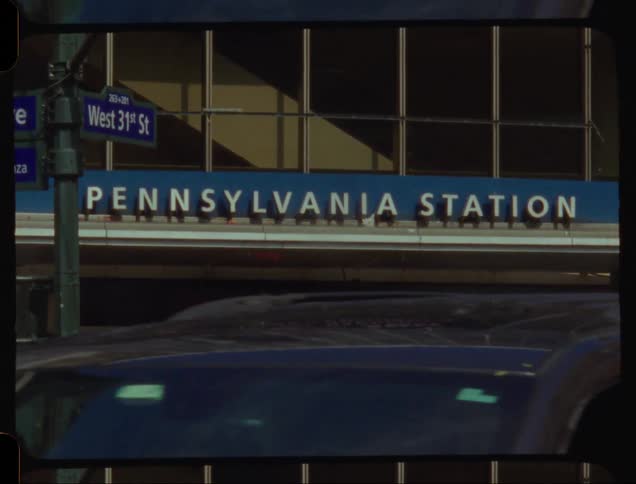 Crowd of people in front of pennsylvania station