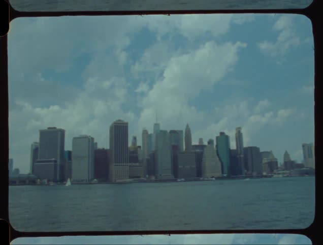 Metropolises with skyscrapers by the sea