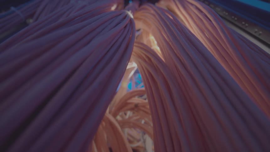 Closeup of electrical cables organized with plastic ties
