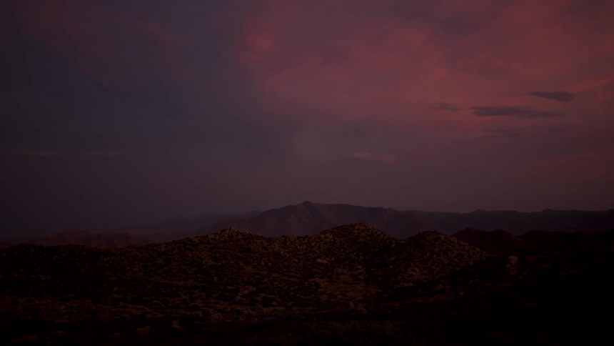 Natural landscape of mountains with low vegetation and the day getting dark