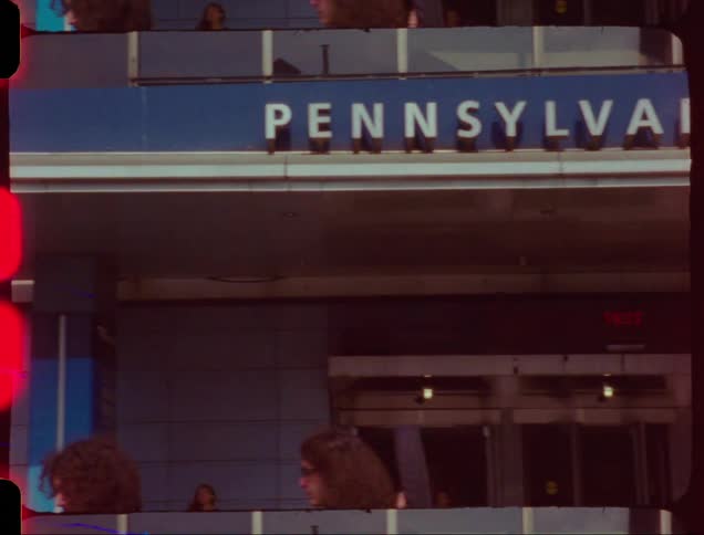 Pan from Madison Square Garden Signage to Pennsylvania Station Signage