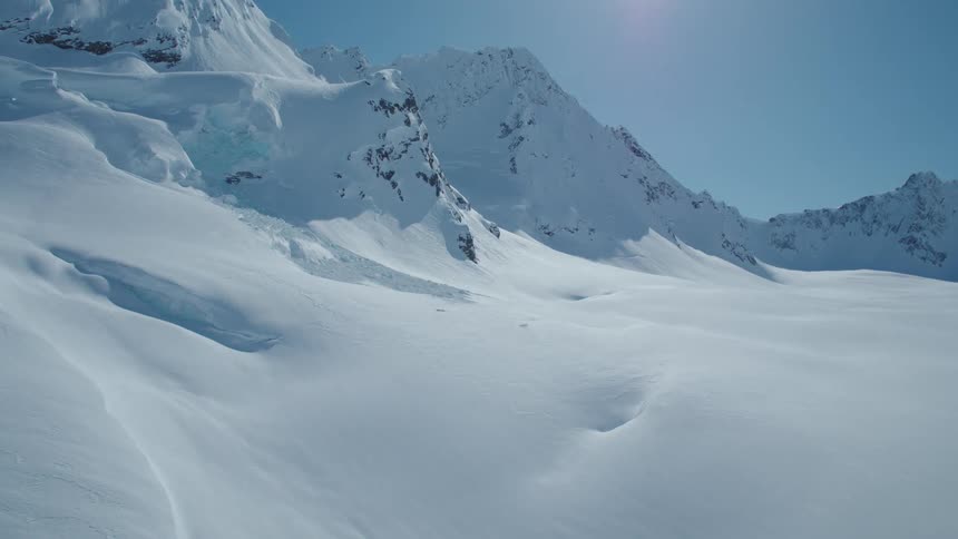 Panorama of snowcapped mountains on a clear day