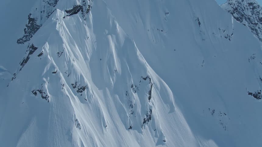 Aerial panorama of snowcapped mountains