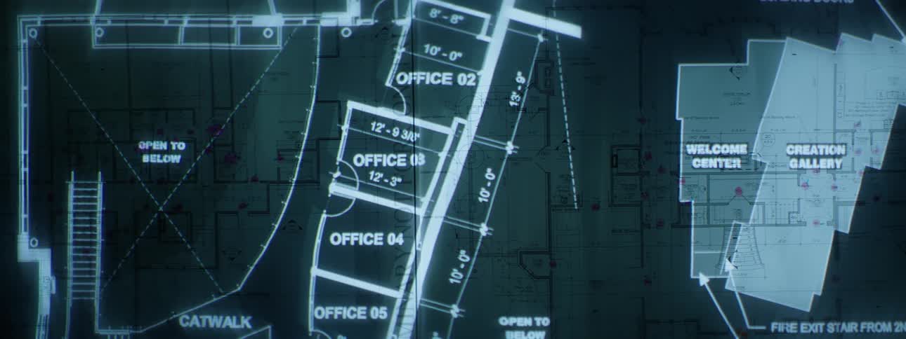 Blueprints projected on top of other blueprints