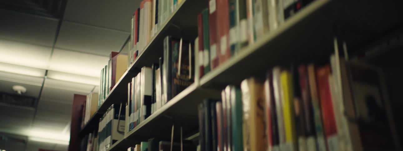 Shelves with books in a library