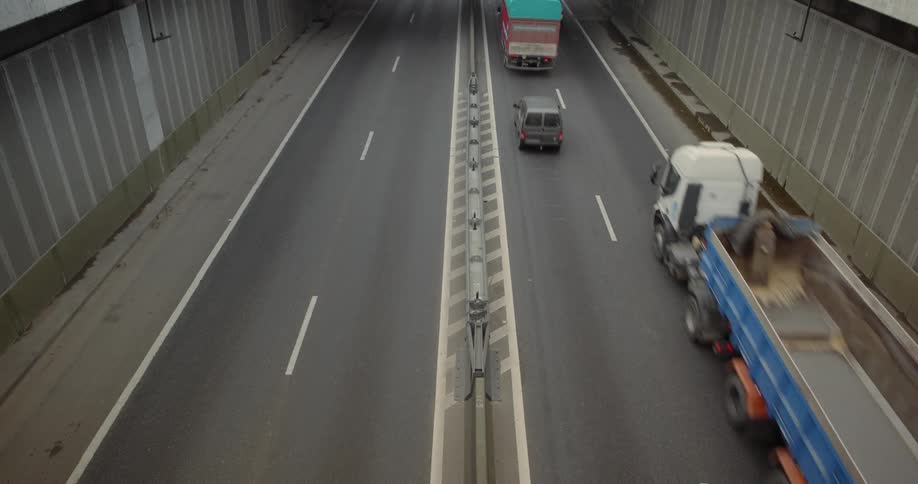 Highway with heavy vehicle and car traffic