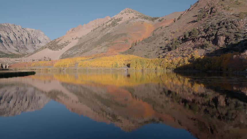 A wide clip of a lake close to the mountain